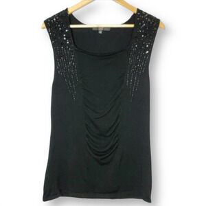 Alex Marie Beaded Sleeveless Top Black Size M